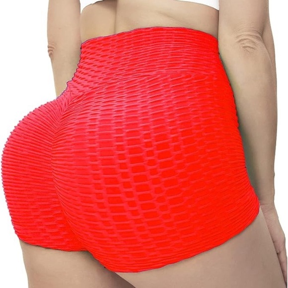 Vibrant High Waist Red Women's Shorts - Picture 1 of 8